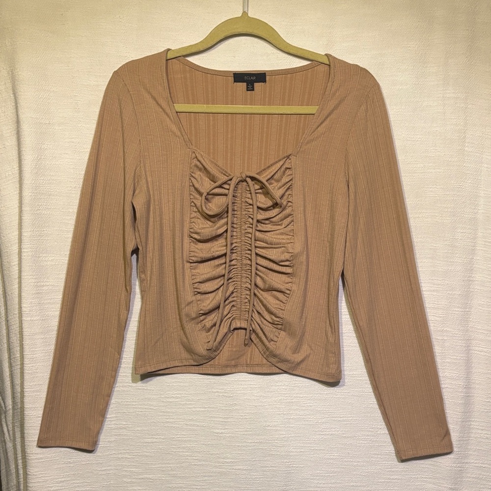 Zara Beige Ruched Front Blouse